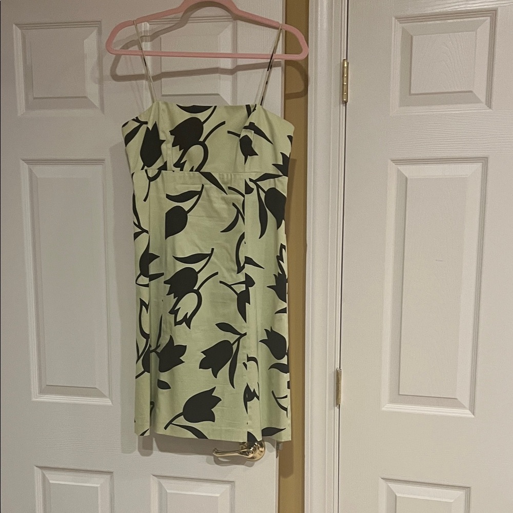 Nine West Green and Black Leaf Print Mini Dress